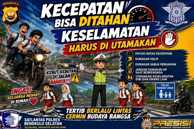 Satlantas Polres Bengkulu Selatan Kampanye Keselamatan Berkendara, Ingatkan Bahaya Kebut-kebutan di Jalan