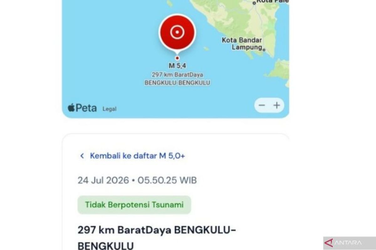 Gempa M 5,5 Guncang Tenggara Enggano Bengkulu, BMKG Pastikan Tidak Berpotensi Tsunami