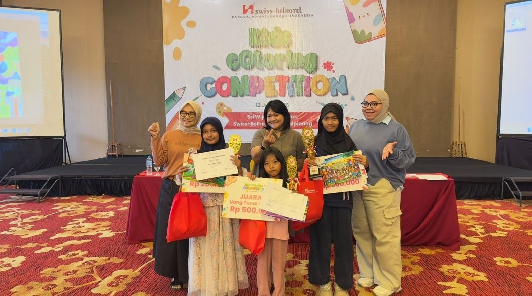 70 Siswa SD se-Pulau Bangka Warnai Kertas di Swiss-Belhotel Pangkalpinang, Rayakan HUT ke-8 Hotel