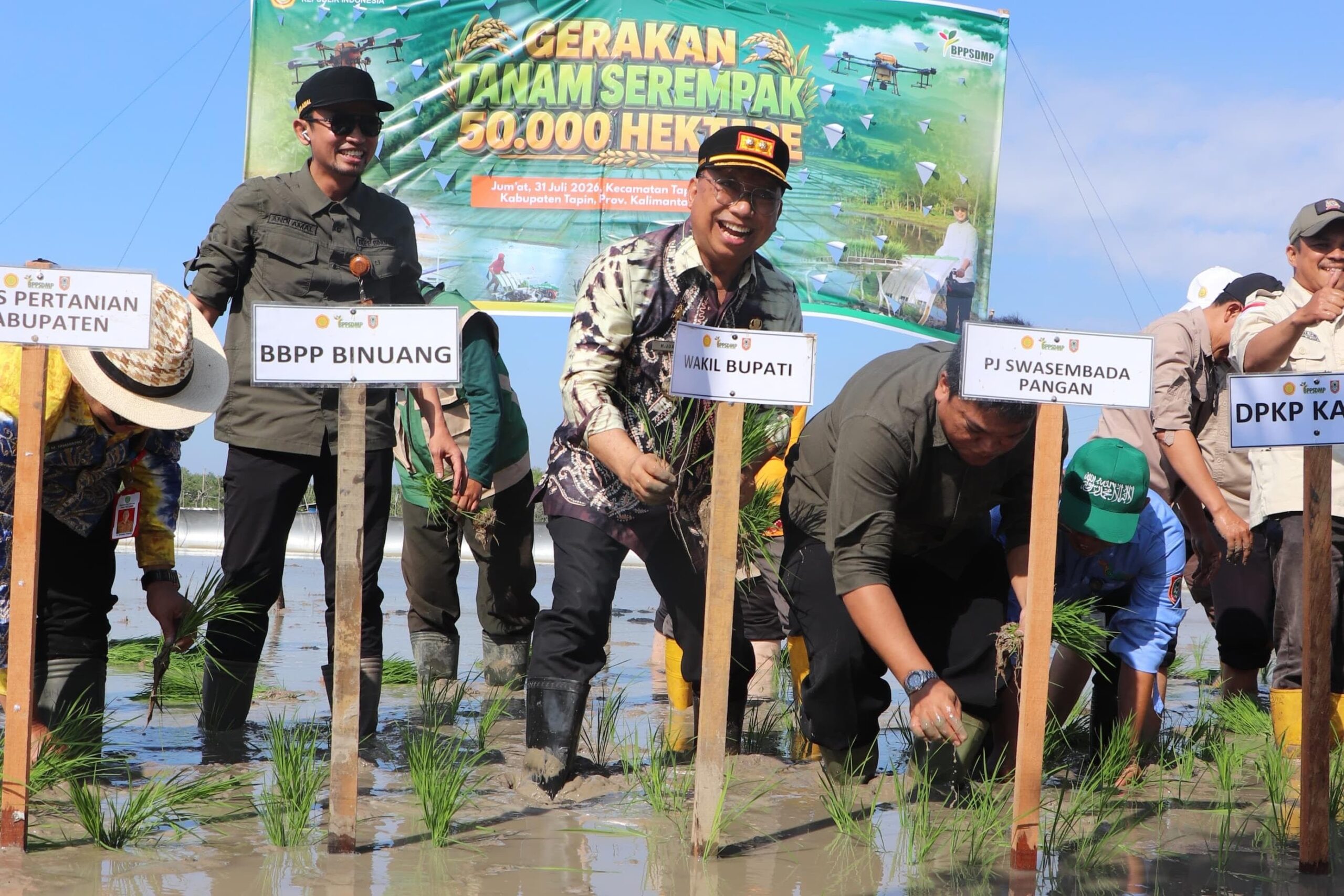 Tapin Wakili Kalsel di Gerakan Tanam Serentak 50 Ribu Hektare, Wabup Juanda: Realisasi Oplah dan Cetak Sawah Terus Dikejar