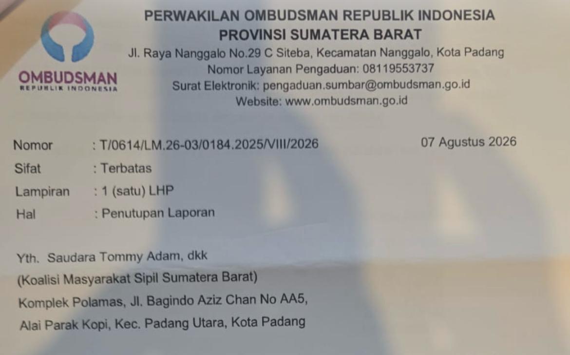Ombudsman Sumbar Bebaskan Gubernur dari Dugaan Maladministrasi, Penilaian Lingkungan PT SPS di Mentawai Ditarik ke Pemerintah Pusat