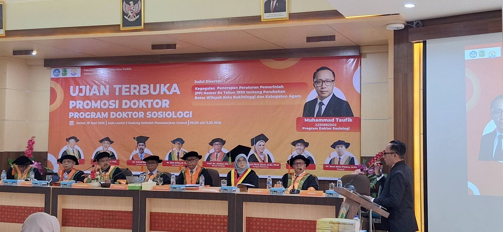 Doktor Sosiologi Pertama Unand, Muhammad Taufik, Buktikan PP No 84/1999 Gagal Fungsional Akibat Pembangkangan Masyarakat Agam