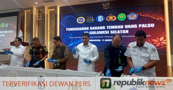 BI dan BOTASUPAL Sulsel Musnahkan 4.144 Lembar Uang Palsu di Makassar, Mayoritas Pecahan Rp100 Ribu