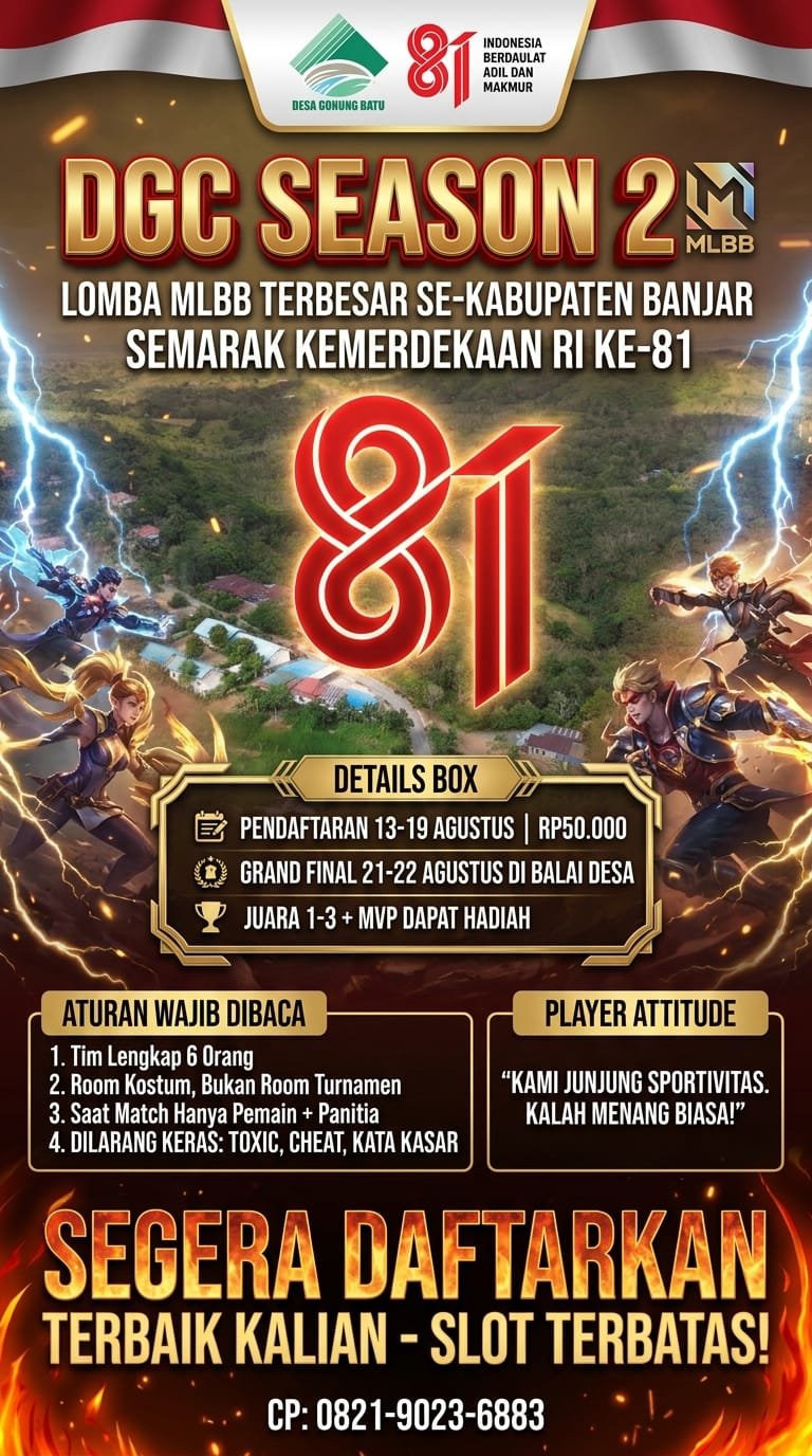 DGC Season 2 di Desa Gunung Batu Banjar Siap Meriahkan HUT ke-81 RI, Turnamen MLBB Se-Kabupaten Adu Strategi