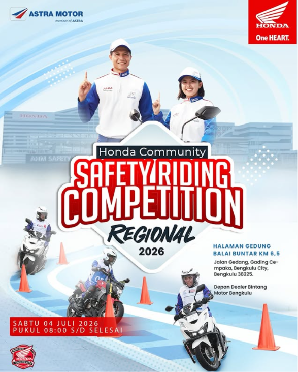 Astra Motor Bengkulu Gelar Kompetisi Safety Riding Komunitas Honda Regional 2026, Digelar di Balai Buntar