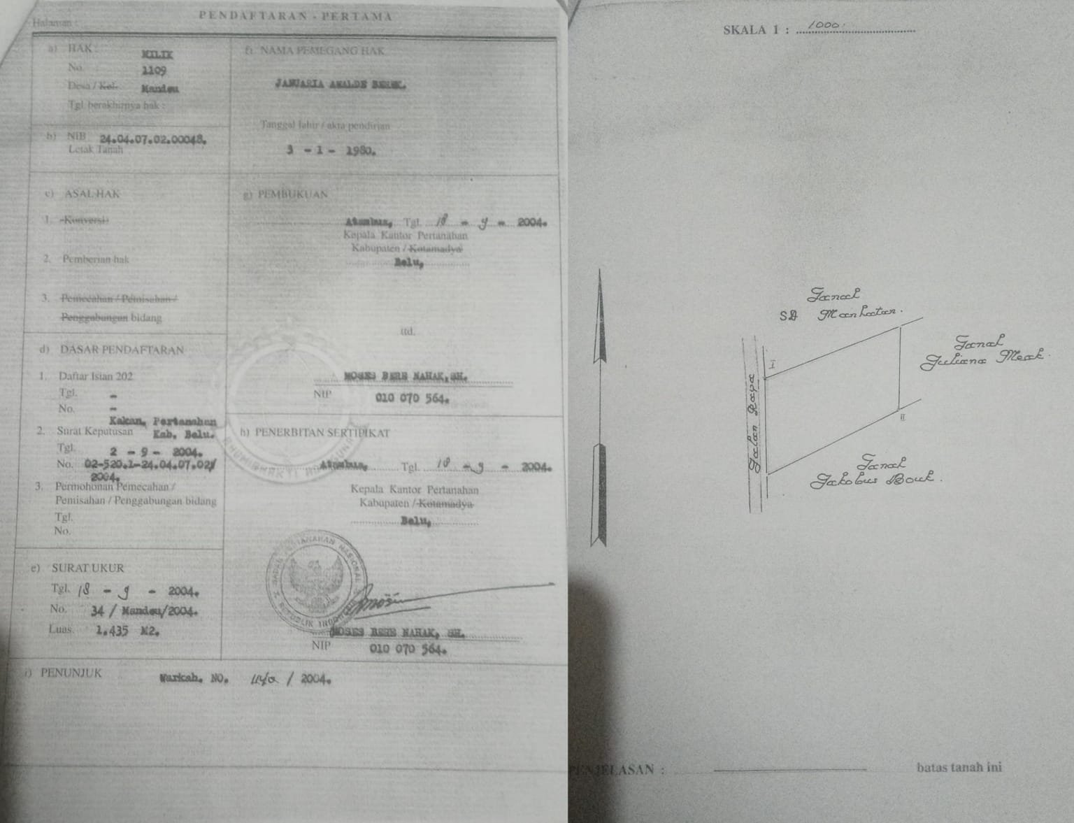 Sertifikat Tanah Wakil Ketua DPRD Belu Dipersoalkan Warga, BPN Akui Transaksi 2004 Tak Pakai AJB