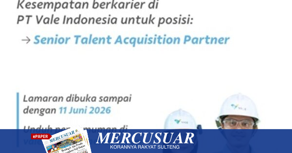 PT Vale Indonesia Buka Lowongan Senior Talent Acquisition, Pendaftaran hingga Juni 2026