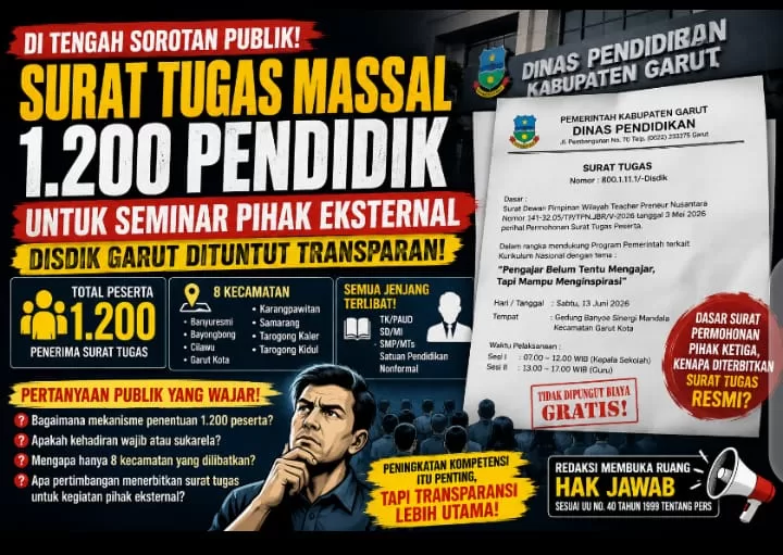 Surat Tugas 1.200 Guru di Garut untuk Seminar Pihak Ketiga, Delapan Kecamatan Terlibat