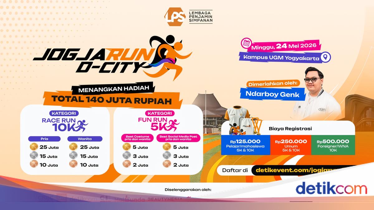 Hadiah Rp 25 Juta di Jogja Run D-City 2026, Daftar Sebelum 24 Mei di UGM