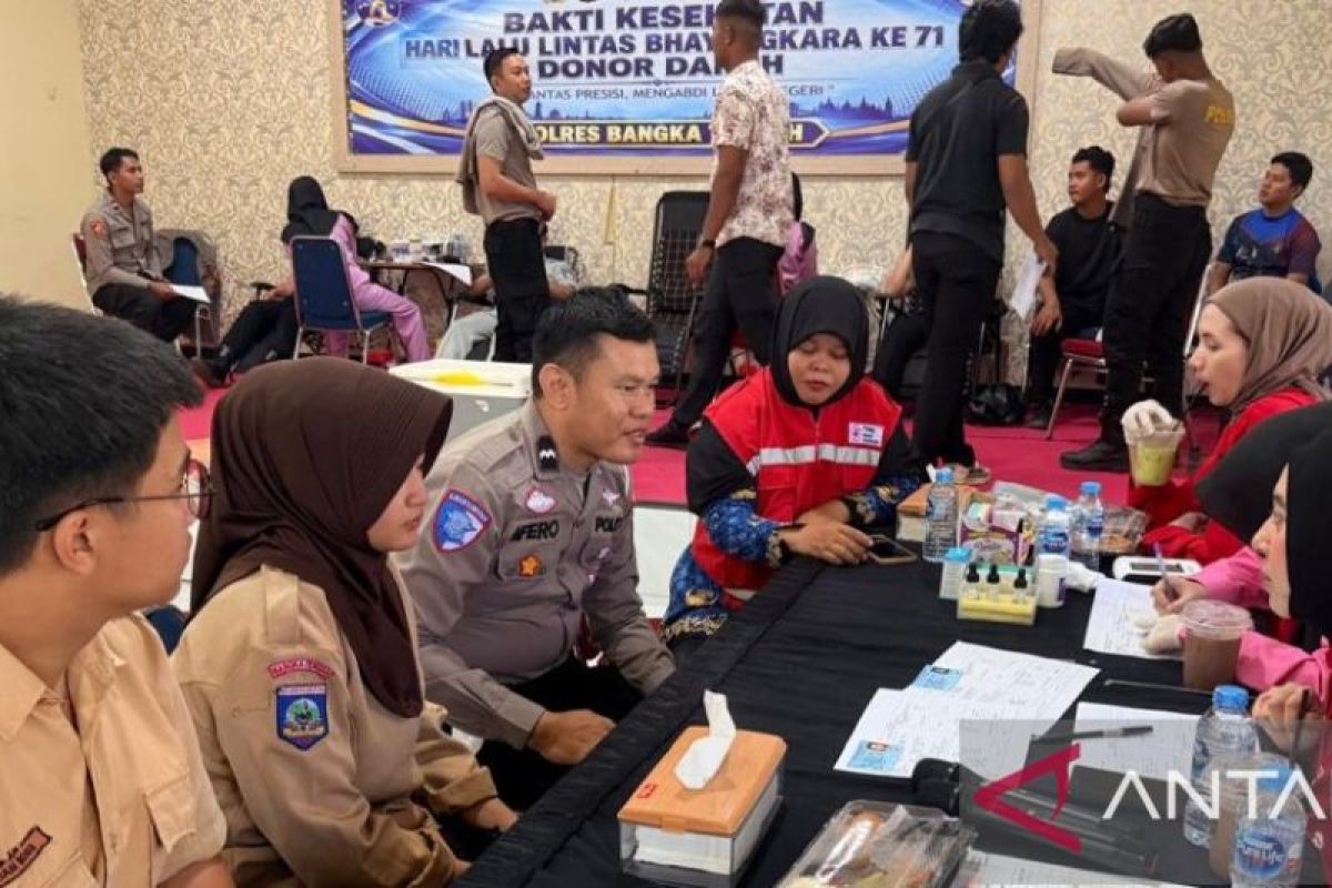 Polres Bangka Tengah dan PMI Kumpulkan 25 Kantong Darah untuk Pasien RSUD Abu Hanifah