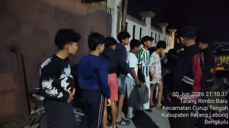 Patroli Malam di Rejang Lebong, Polisi Bubarkan Puluhan Pemuda di Timbul Rejo Cegah Geng Motor dan Kriminal 3C