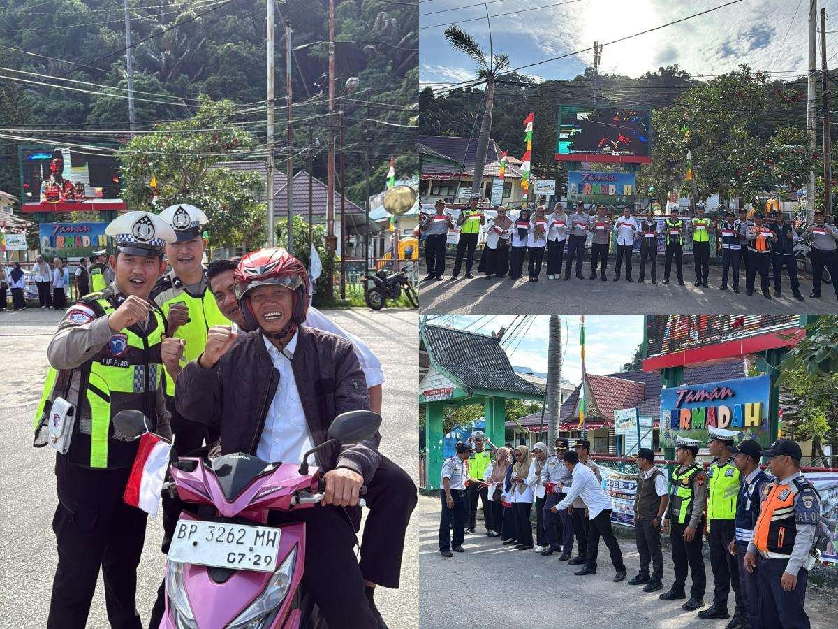 Satlantas Anambas Bagi Bendera Merah Putih di Tarempa, Warga Diminta Pasang di Rumah Sambut HUT ke-81 RI