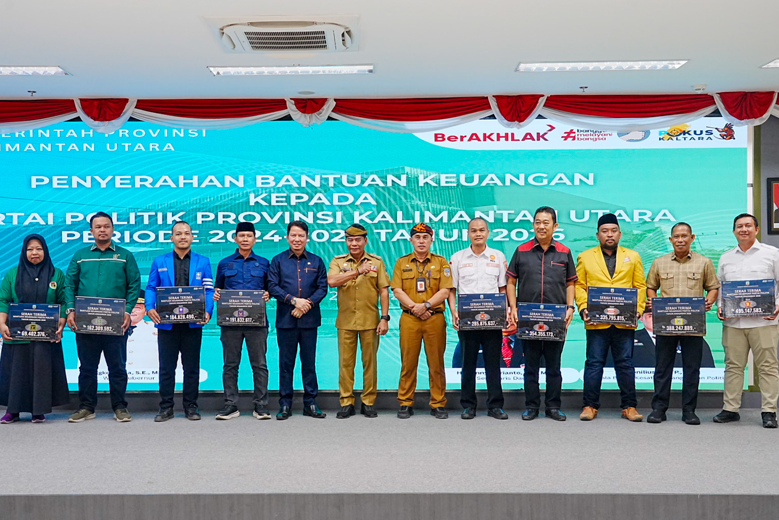 Bantuan Keuangan Parpol di Kaltara Cair Rp 2,85 Miliar, Gubernur Zainal Ingatkan Transparansi