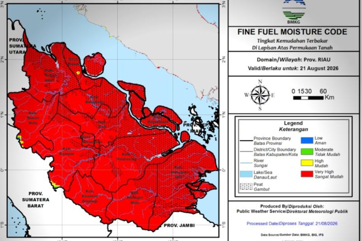 BMKG Deteksi 1.104 Titik Panas di Sumatera, Sumatera Selatan Paling Banyak dengan 528 Titik