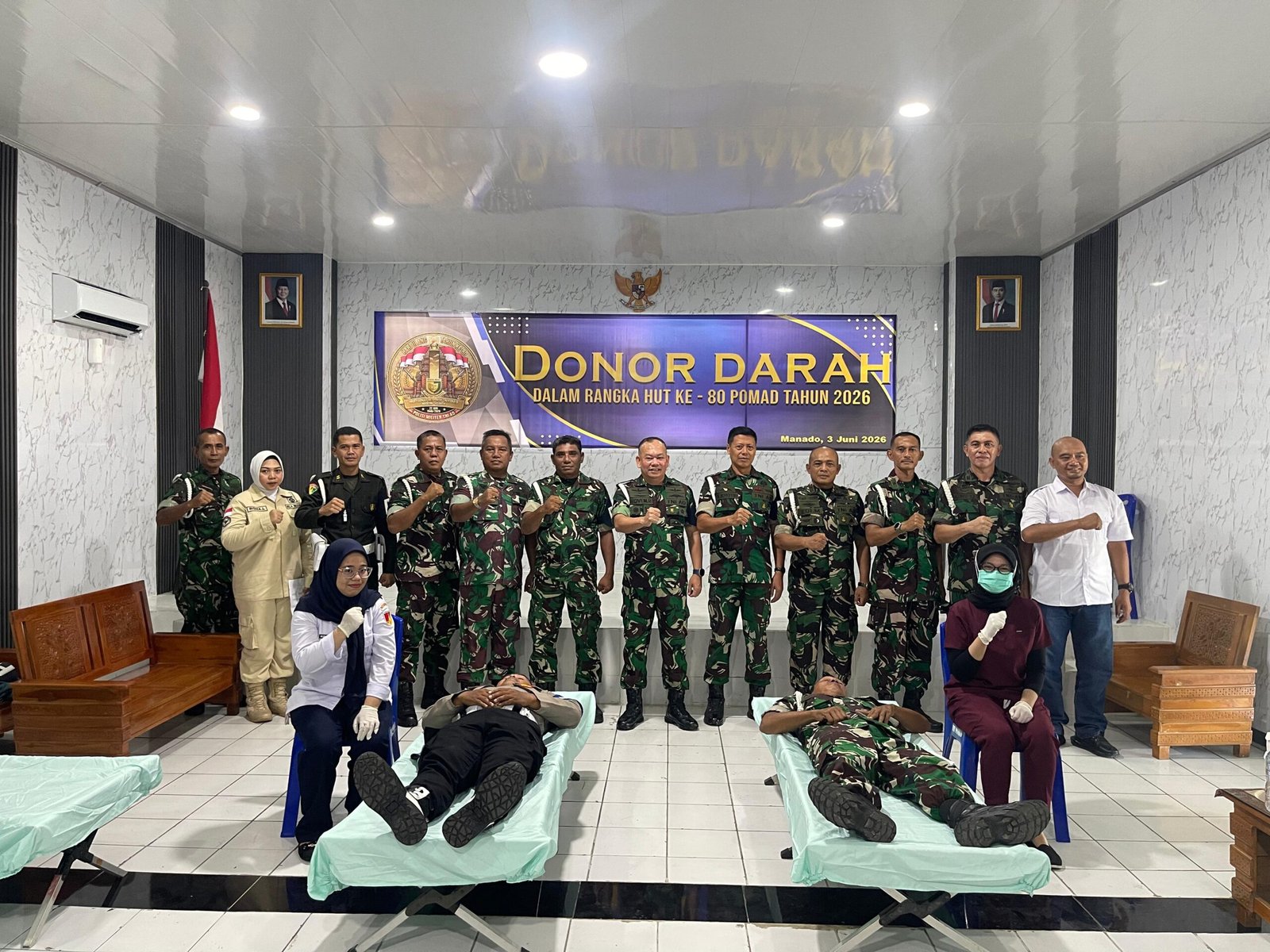 Danpomdam XIII/Merdeka Pimpin Aksi Donor Darah Sambut HUT ke-80 POMAD di Manado, Ratusan Personel dan Warga Antre Bantu Stok PMI