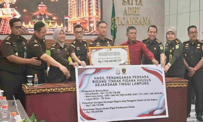 Kejati Lampung Kembalikan Rp 1,145 Triliun ke Kas Negara Semester I 2026, Terbesar dari Kasus Kawasan Hutan Way Kanan