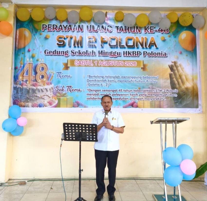 Anggota DPR RI Maruli Siahaan Hadiri HUT ke-48 STM 2 Polonia Medan, Sempat Terima Ulos dari Pengurus