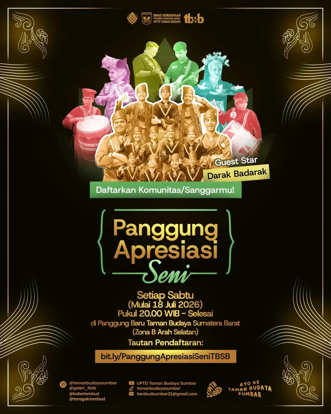 Dinas Kebudayaan Sumbar Buka Panggung Apresiasi Seni Setiap Sabtu Malam, Komunitas Bisa Daftar Sekarang