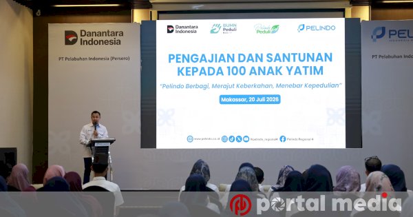Pelindo Regional 4 Salurkan Santunan ke 100 Anak Yatim dari Tiga Panti Asuhan di Makassar