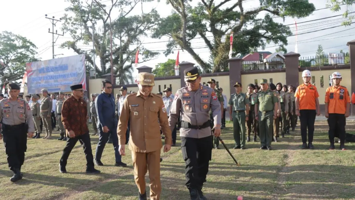 Polres Kotamobagu dan Forkopimda Kerahkan Ratusan Personel dalam Apel Kesiapsiagaan Dampak El Nino, Wali Kota Weny Gaib Pimpin Langsung
