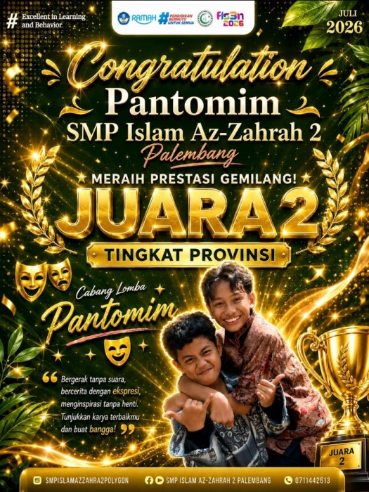 5 Siswi SMP Islam Az-Zahrah 2 Palembang Raih Juara 1 FLS3N Sumsel 2026, Siap ke Tingkat Nasional