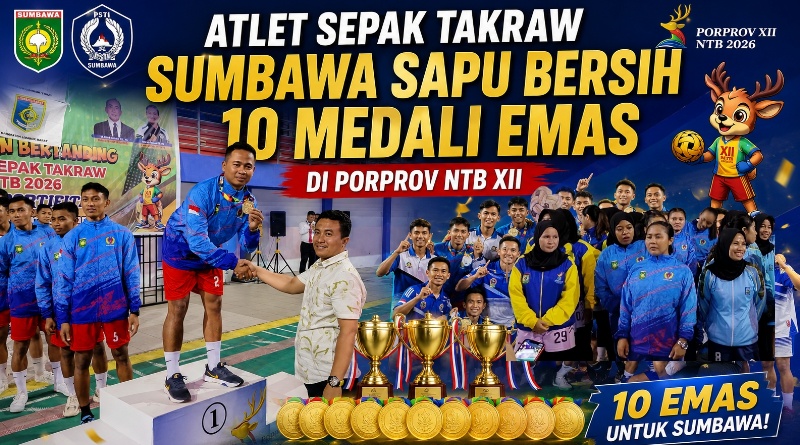 Sepak Takraw Sumbawa Sapu Bersih 10 Medali Emas di PORPROV NTB XII, Kunci Juara Umum Cabang Olahraga