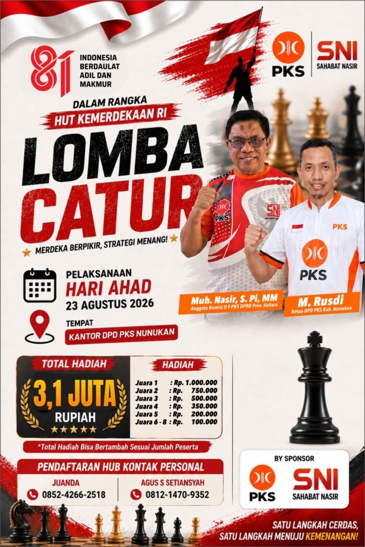 40 Pecatur Siap Berlaga di Turnamen Catur Kemerdekaan PKS Nunukan–Sahabat Nasir, Hadiah Juara I Rp 1 Juta