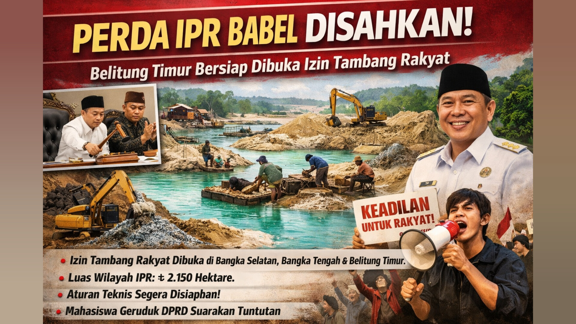 Perda IPR Babel Resmi Disahkan, Belitung Timur Siap Terbitkan Izin Tambang Rakyat di Lahan 2.150 Hektare