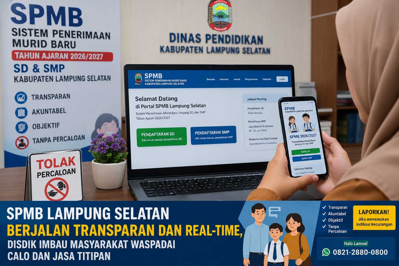 PPDB SD dan SMP di Lampung Selatan Berjalan Transparan dan Real-time, Dinas Pendidikan Minta Warga Waspadai Calo