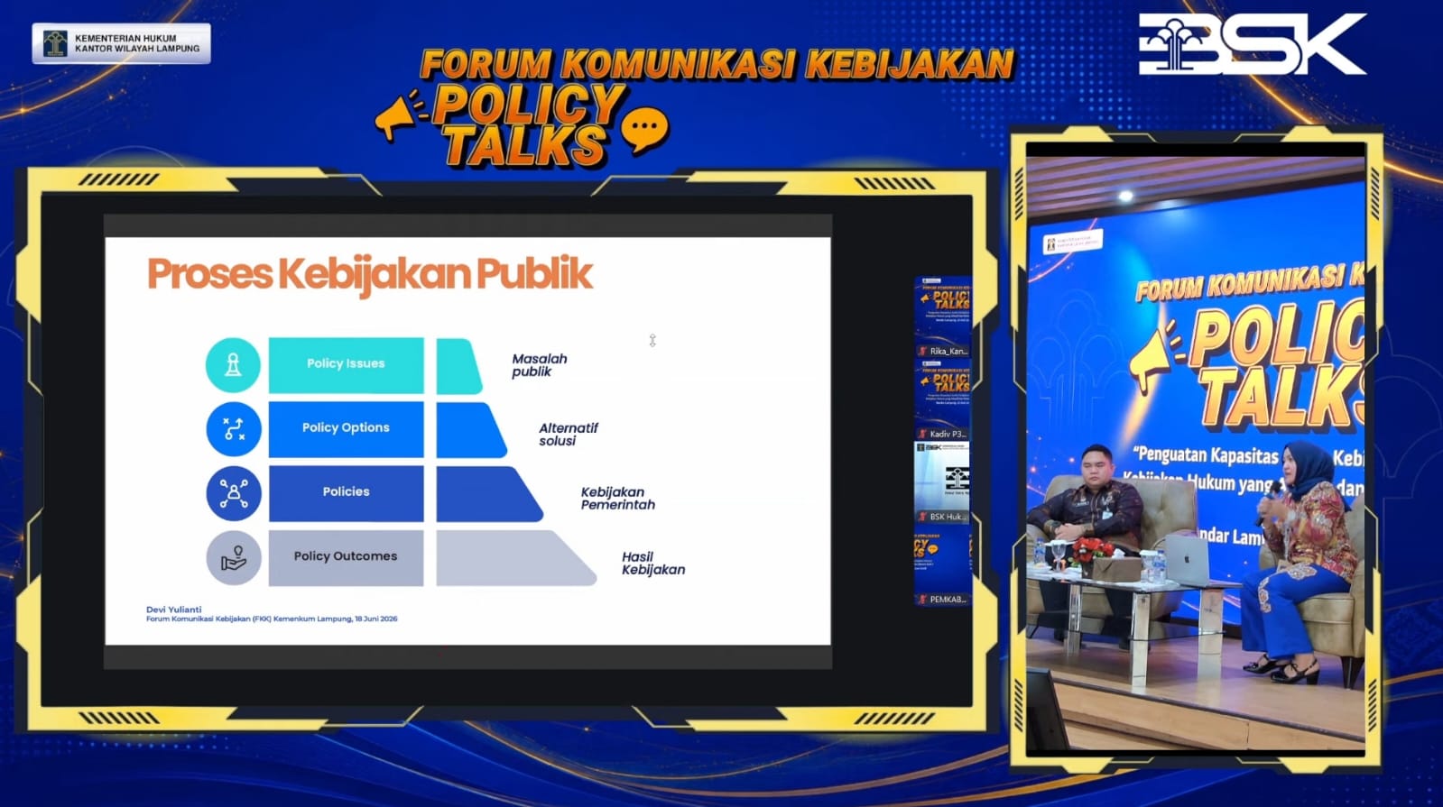 Kanwil Kemenkum Sumsel Ikuti Policy Talks Bareng Lampung, Analis Kebijakan Didorong Berbasis Data dan Bukti