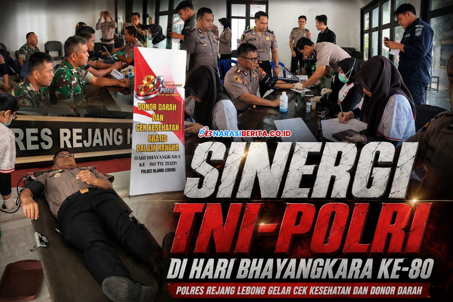 Polres Rejang Lebong Kumpulkan 80 Kantong Darah di Bakti Kesehatan Hari Bhayangkara ke-80, Libatkan TNI dan Brimob