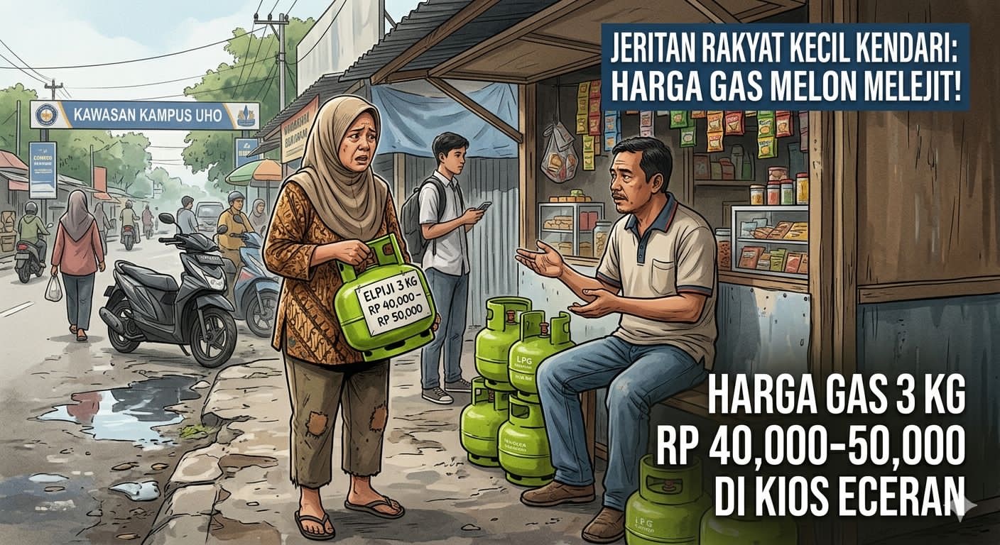 Kelangkaan Gas 3 Kg di Kendari Bikin Harga Tembus Rp50 Ribu, Warga dan Mahasiswa UHO Teriak “Bataria”