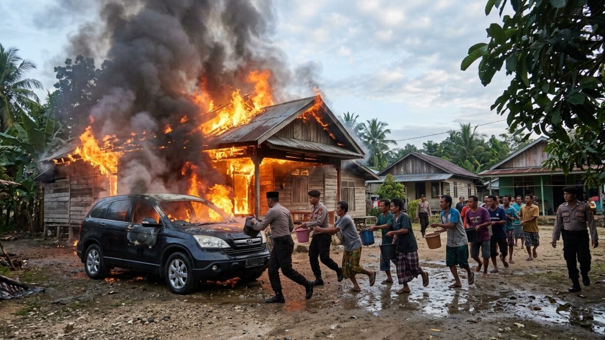 Kebakaran di Tempilang Hanguskan Rumah dan Honda CR-V, Kerugian Capai Rp300 Juta