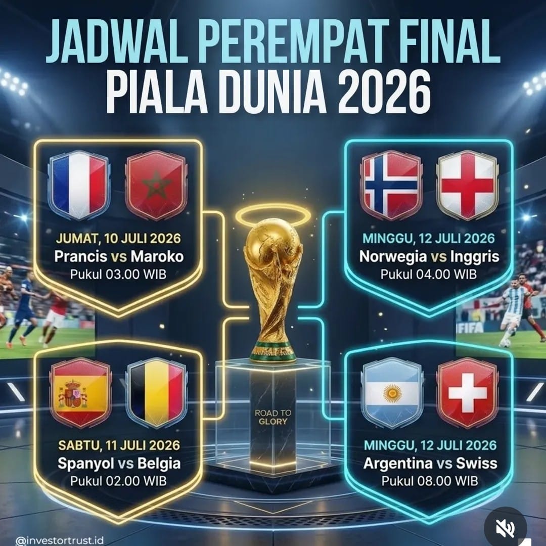 Perempat Final Piala Dunia 2026: 8 Tim Tersisa, Prancis dan Argentina Jadi Unggulan, Jadwal Laga Mulai 10 Juli