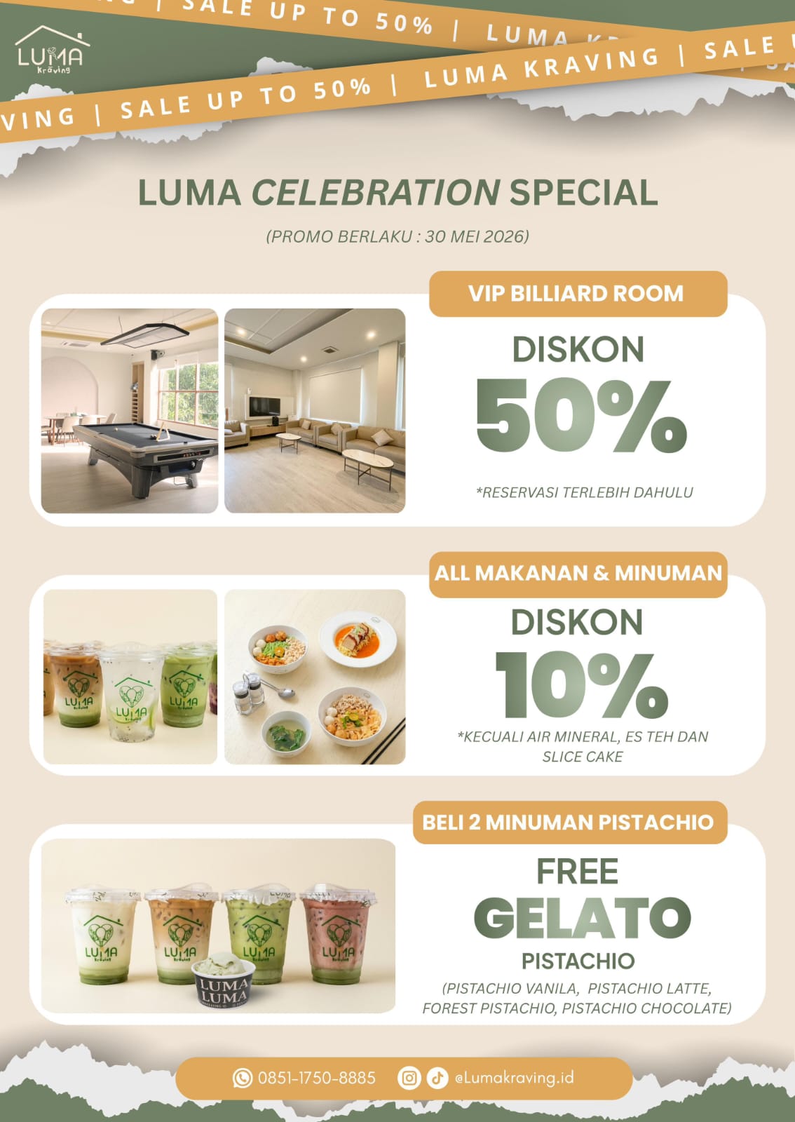 Luma Kraving di Bengkulu Hadirkan Diskon 50 Persen untuk VIP Billiard Room dan Promo Makanan Spesial Celebration Day