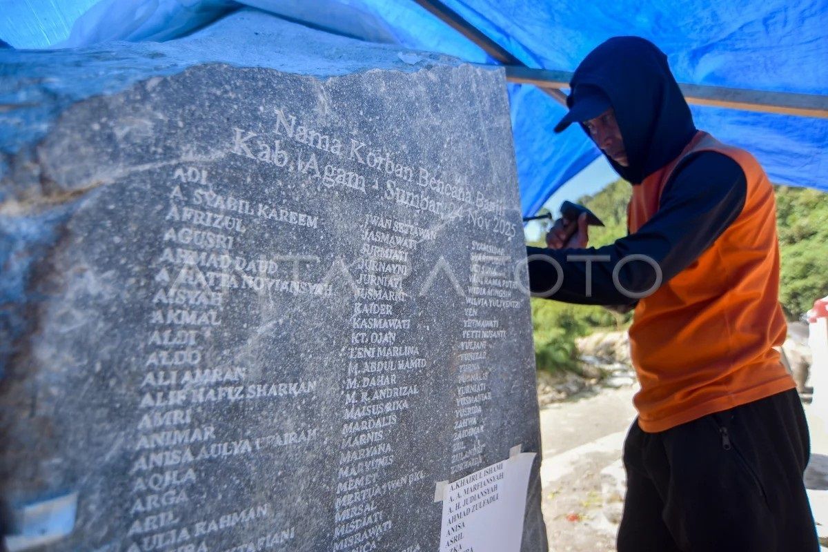Monumen Galodo di Padang Panjang Dibangun dari Batu Longsor, Nama Korban Diukir di Permukaan