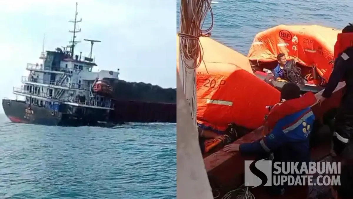 Kapal Tongkang Batu Bara Titan 70 Karam di Perairan Tegalbuleud Sukabumi, 16 ABK dan Nakhoda Selamat Dievakuasi