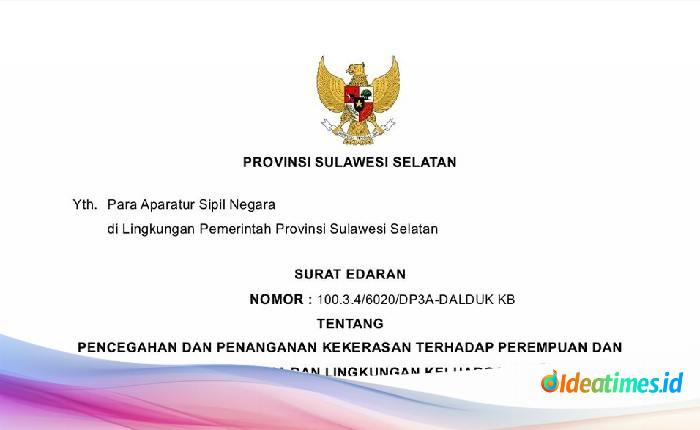 Pemprov Sulsel Terbitkan Edaran Anti Kekerasan bagi ASN, Sanksi Disiplin Menanti Pelaku KDRT hingga Perdagangan Orang
