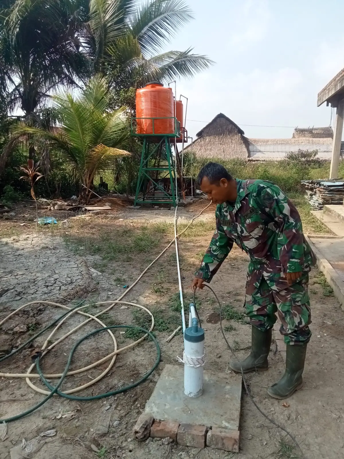 Sumur Bor TMMD ke-129 Kodim 0418/Palembang Rampung, Jadi Andalan Air Bersih Pesantren di Sumsel
