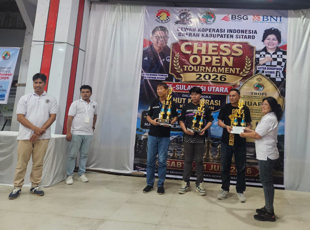 52 Pecatur Se-Sulut Bertanding di Chess Open Tournament Dekopinda Sitaro, Bupati: Cari Bibit Atlet Catur