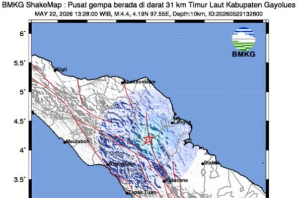 Gempa M4,4 Guncang Gayo Lues Aceh, Getaran Terasa di Sentang dan Blangkejeren