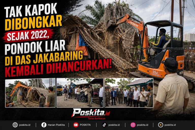 Empat Pondok Liar di DAS Jakabaring Palembang Kembali Dibongkar, Sudah Berdiri Sejak 2022