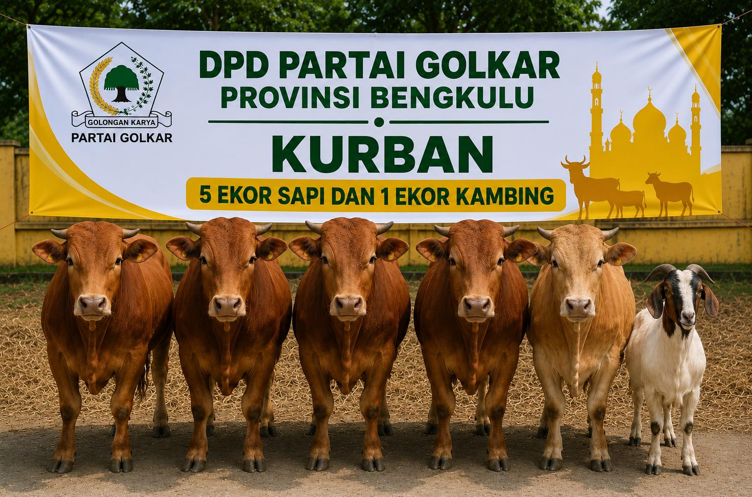 DPD Golkar Bengkulu Kurban 5 Sapi dan 1 Kambing Iduladha, Bahlil hingga Anggota DPR Ikut Sumbang