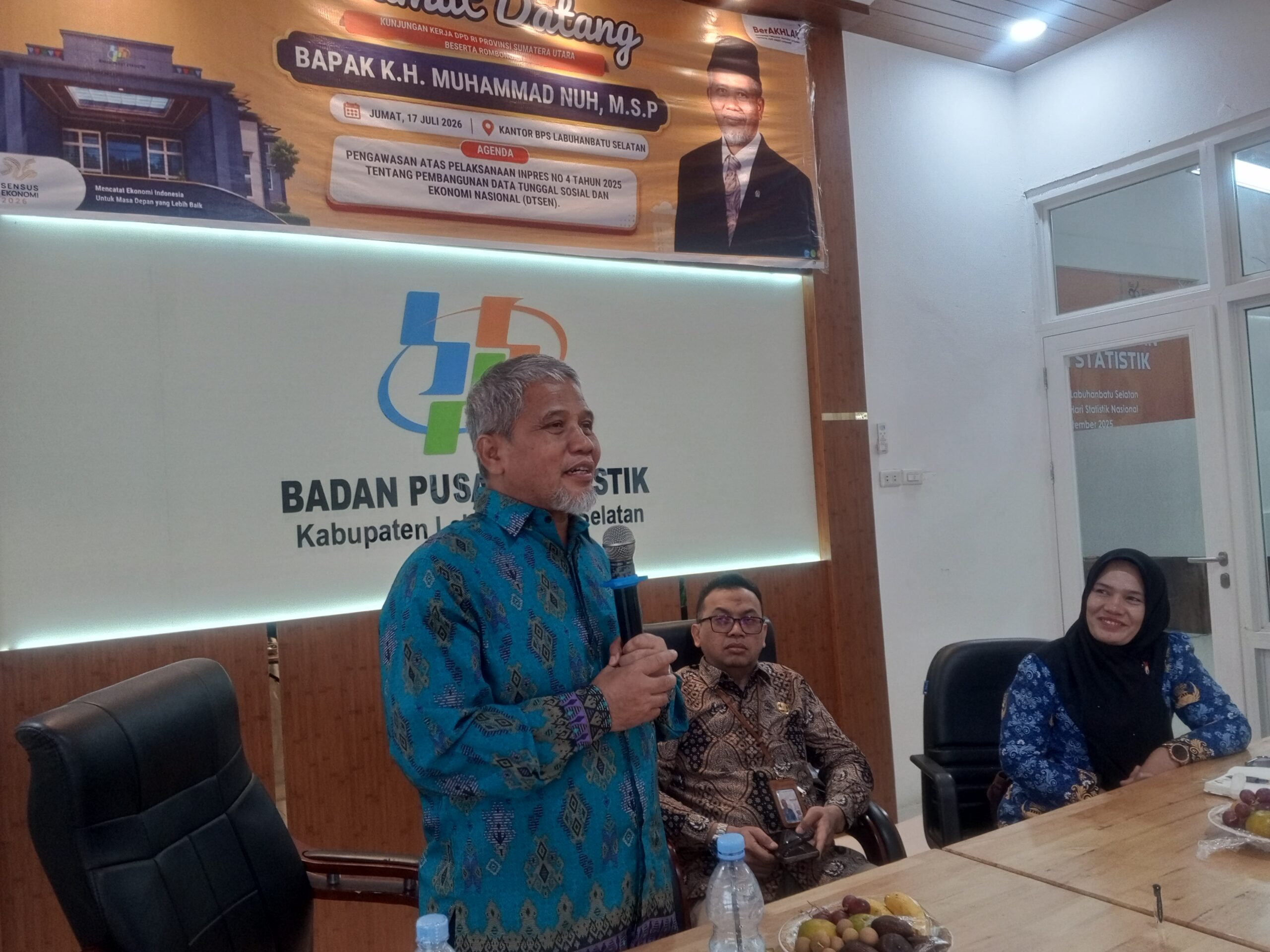 Anggota DPD RI Muhammad Nuh Dorong Data Akurat untuk Pembangunan di Labuhanbatu Selatan, Kunjungi BPS