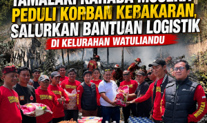 Tamalaki Karada Moseka Salurkan Bantuan Logistik untuk Korban Kebakaran di Watuliandu Kolaka, Beras hingga Air Mineral Dibagikan