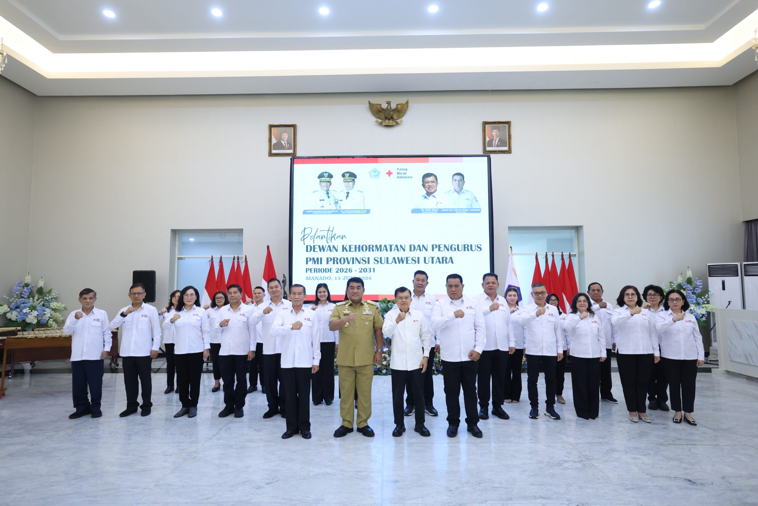 Gubernur Sulut Yulius Selvanus Dampingi Jusuf Kalla Lantik Pengurus PMI Sulut, Minta Gerak Cepat untuk Kemanusiaan
