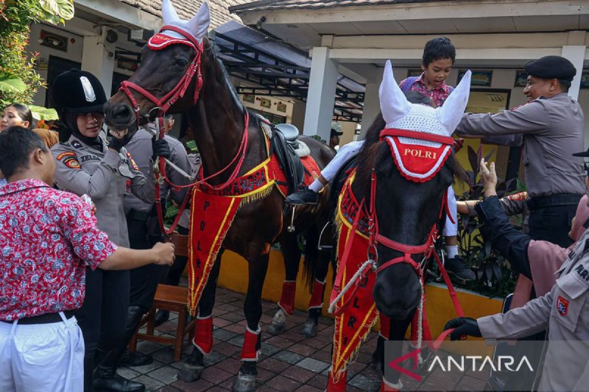 Polisi Satwa Edukasi Siswa SLB Depok dengan Anjing dan Kuda, Perkenalkan Tugas Satwa dalam Kepolisian