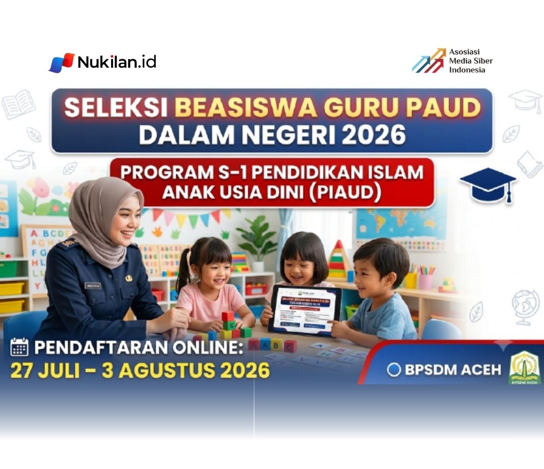 BPSDM Aceh Buka Seleksi Beasiswa Guru PAUD Dalam Negeri 2026, Kuota 50 Orang dengan Sistem Kuliah Daring