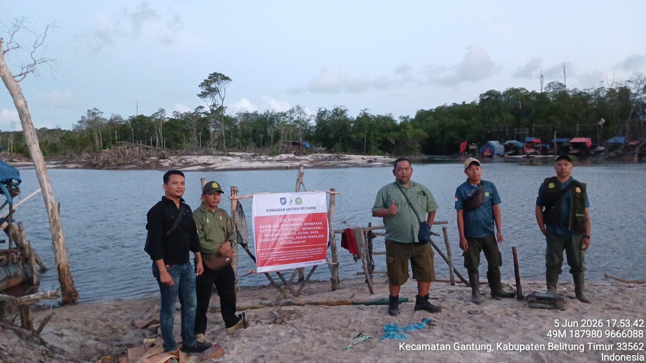 Patroli Gabungan di Belitung Timur Temukan Jejak Tambang Ilegal di Hutan Desa Suak Ning, Petugas Sita Material dan Alat Berat