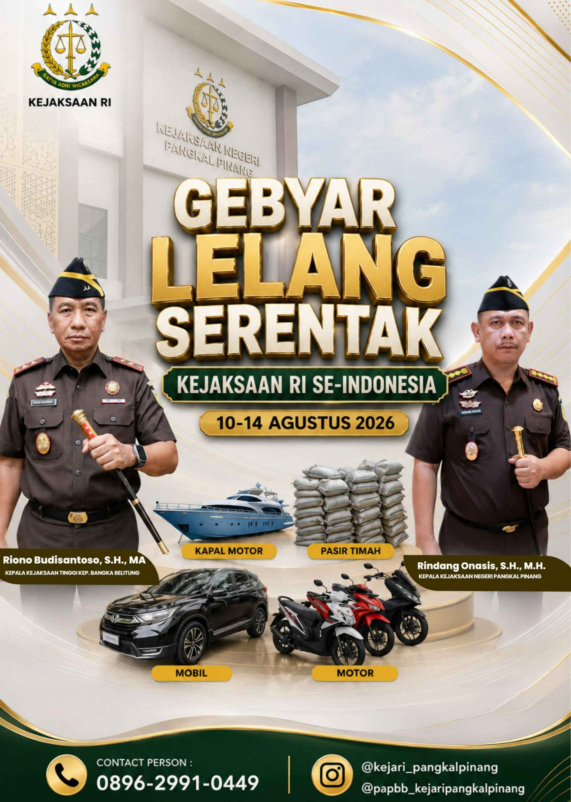 7 Kejari di Bangka Belitung Gelar Lelang Serentak Barang Rampasan Negara, Total 38 Lot Dilelang Agustus 2026